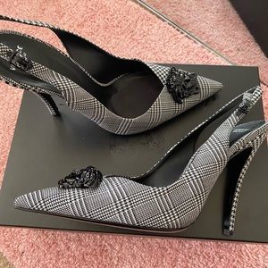 VERSACE Houndstooth Slingback Pumps